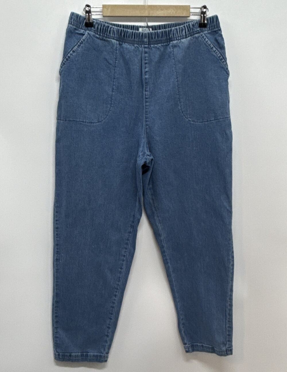 Croft & Barrow Women Pull On Stretch Denim Jeans Elastic Waist Pockets Blue 20W